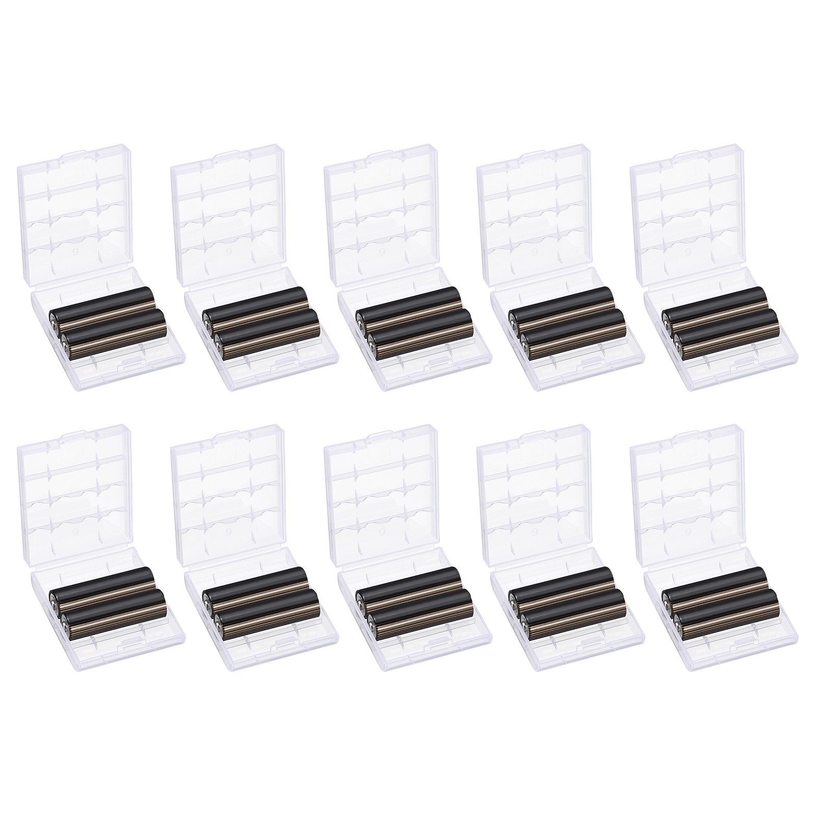 Battery Organizer Storage Box, 4 x AA/AAA Batteries Clear Case Holder 10Pcs