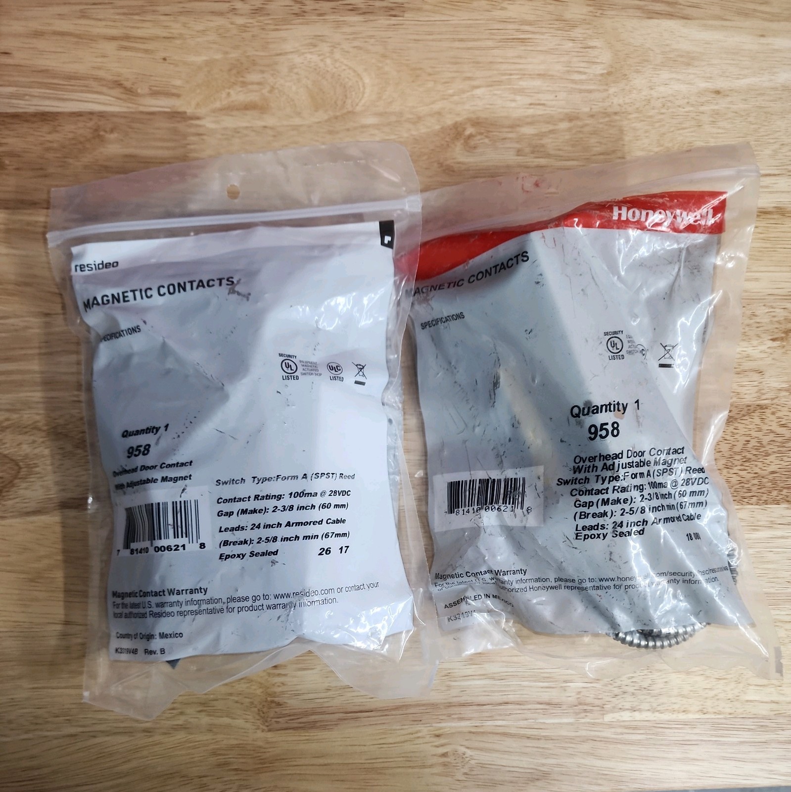 Honeywell ~ Resideo 958 Overhead Door Magnetic Contact with Adjustable Magnet