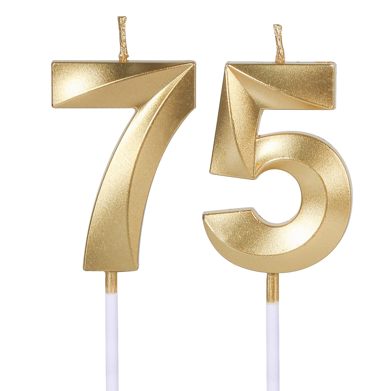 Gold 75th & 57th Birthday Candles for Cakes, Number 75 57 Glitter Candle Cake...