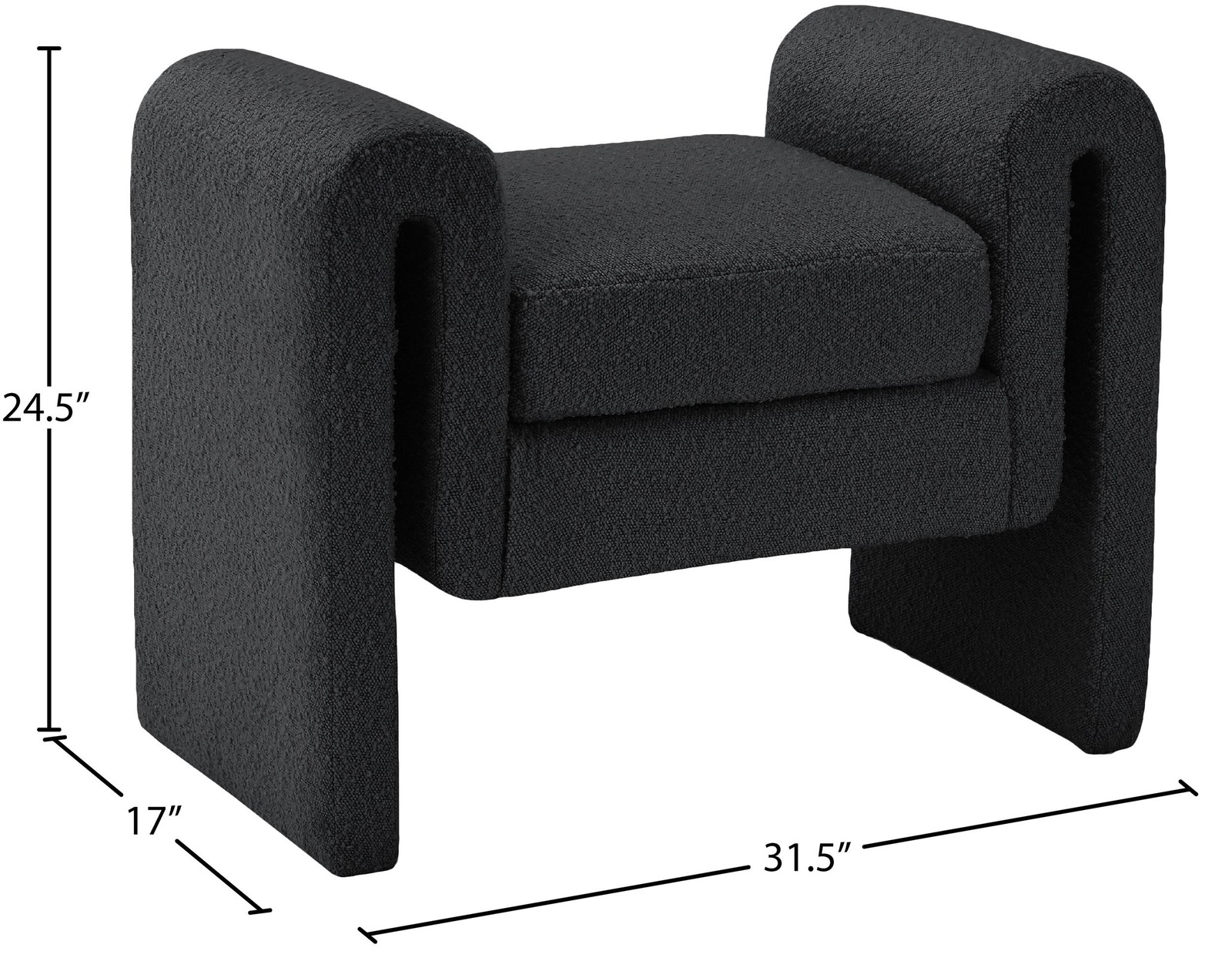 Meridian Furniture Stylus Black Fabric Bench