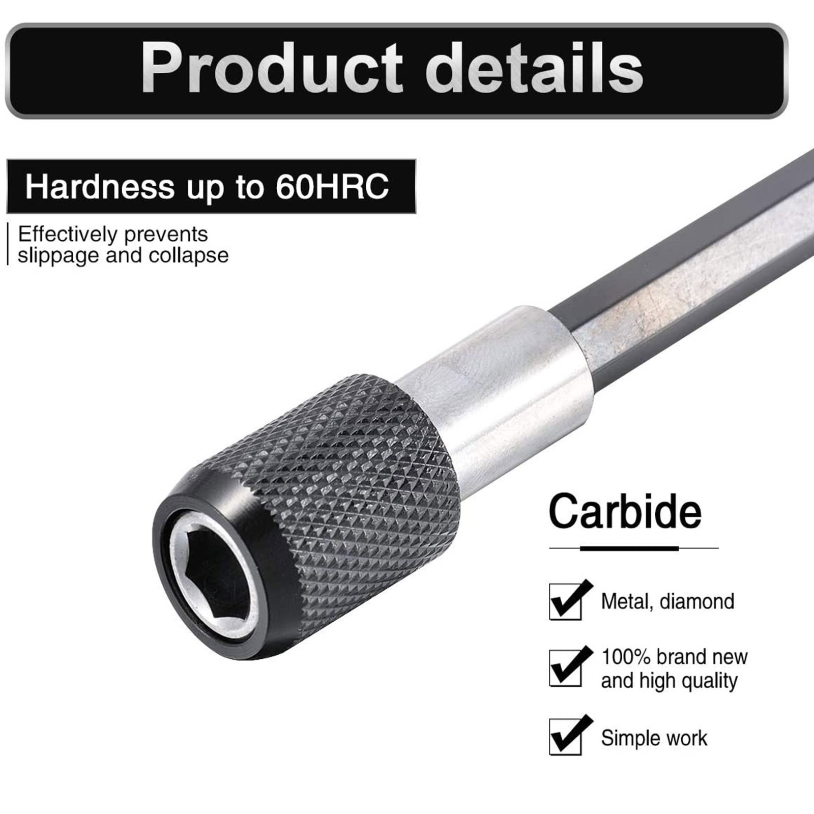 4Pc Magnetic Extension Socket Drill Bit Holder Screwdriver 1/4" Hex Shank Quick