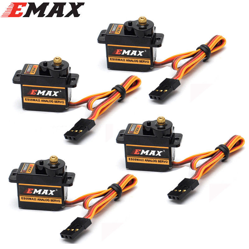 Great 4PCS 100% Orginal EMAX ES08MA II Mini Metal Gear Analog Servo 12g #1851