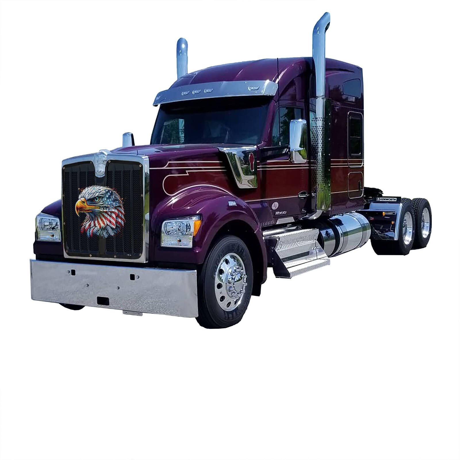 Premium Patriotic Eagle Head Mesh Bug Screen Fits Kenworth W990 By GrilleAdz