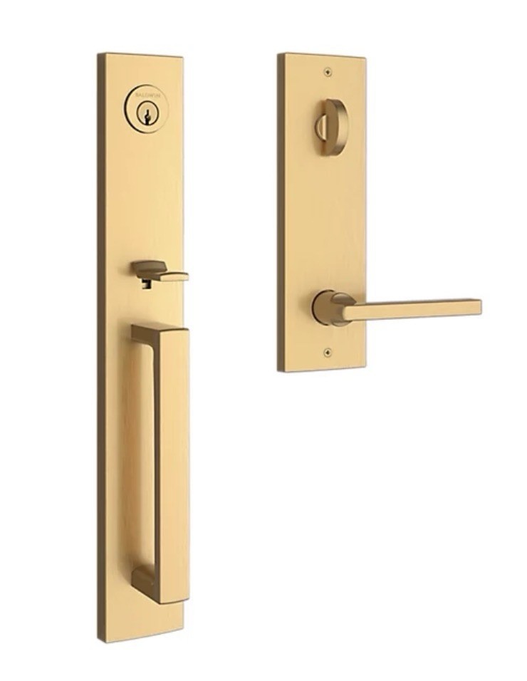 Baldwin Santa Cruz Handleset with Contemporary Lever - Lifetime Satin Brass