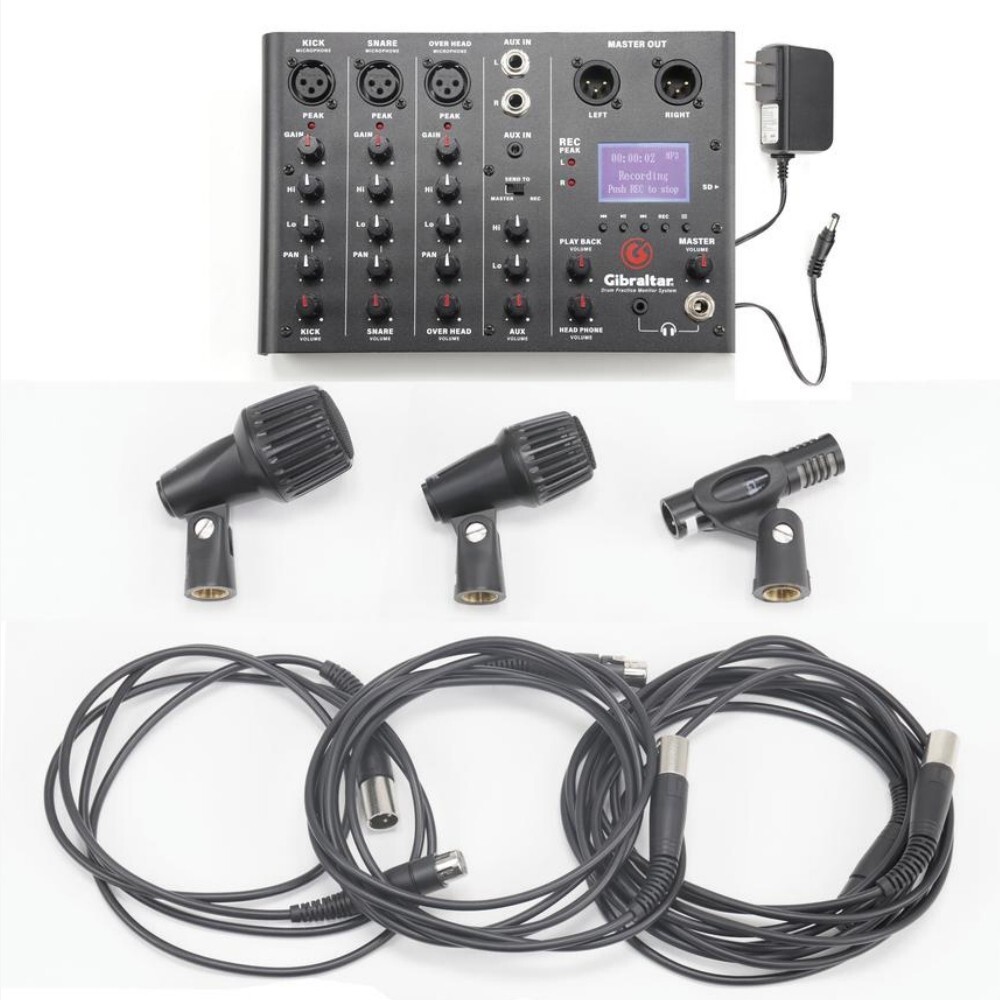 GIBRALTER GDMS Complete Drum Monitor System with Mixer, Mics and Cables