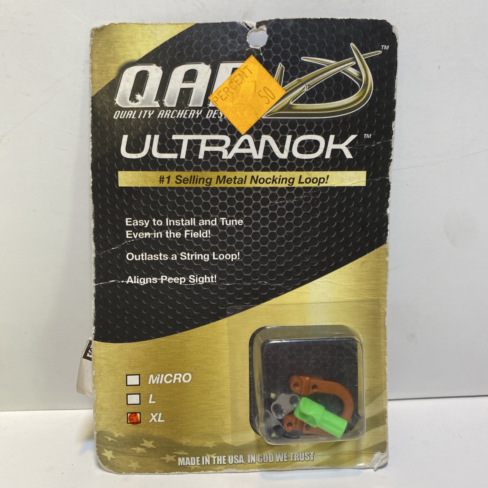 NOS Quality Archery Design QAD Ultranok Metal Nocking Loop XL Made In USA Orange