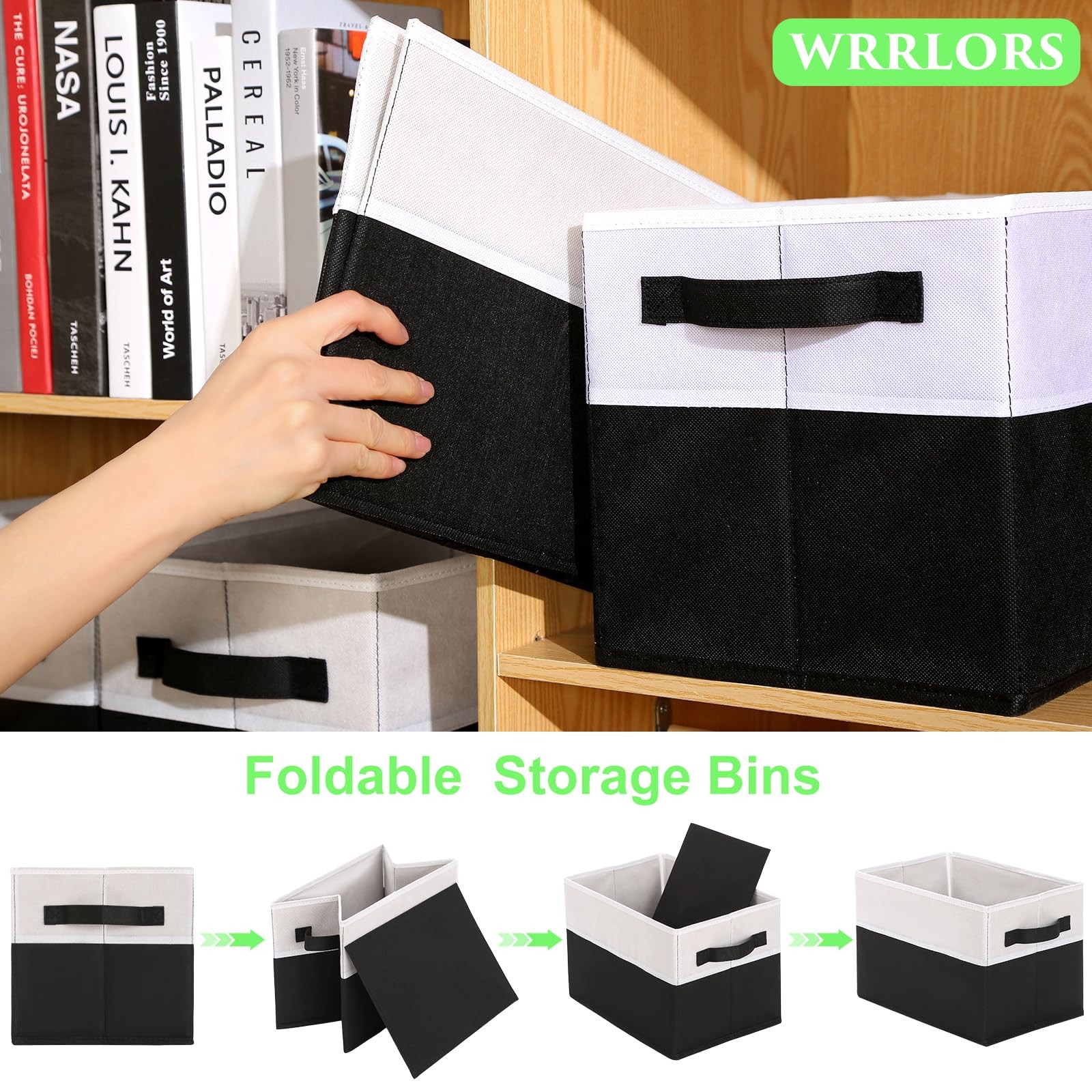 Large Shelf Storage Bins [4 Pack],Decorative Collapsible Storage Basket,Fabri...