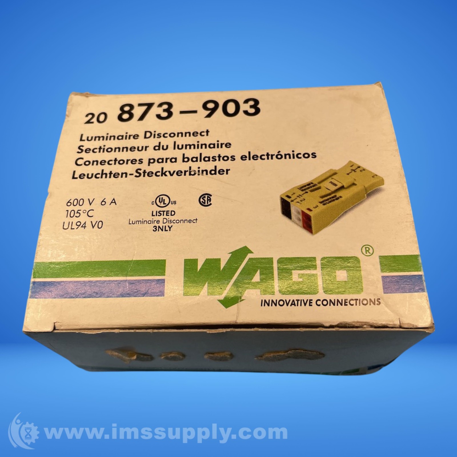Wago 873-903 Box of 20 Luminaire Disconnect Connector, 3144