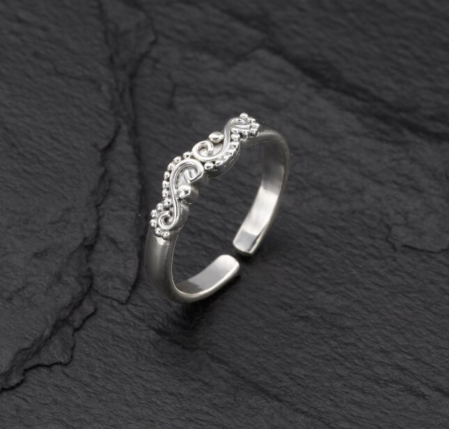 Valentine's Beautiful Gift For Wife Solid Metal Adjustable Toe Ring 925 SS