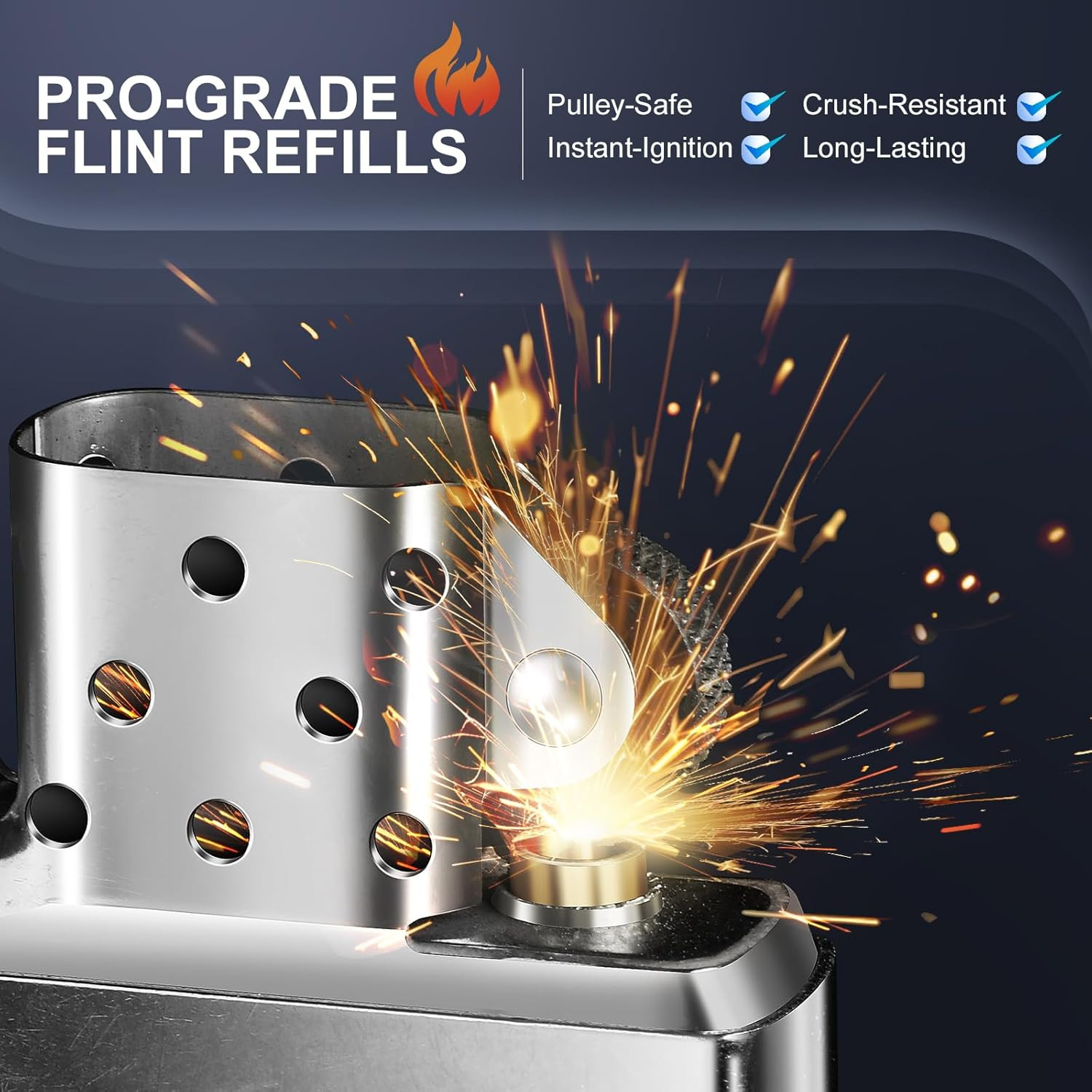 Lighter Flints 100+ Pcs, Premium Flint Replacement Refills, Multi-Brand Compatib