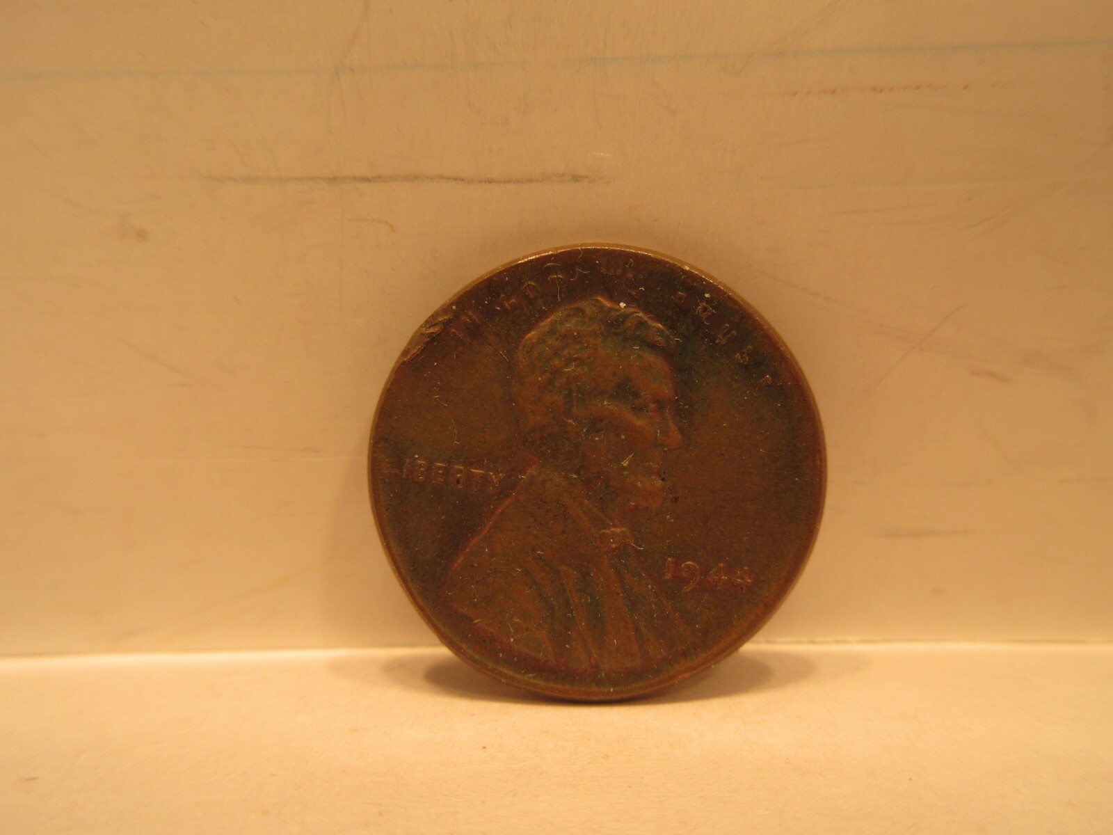 Error 1944 Lincoln Wheat Cent United States Coin US Currency Broadstruck