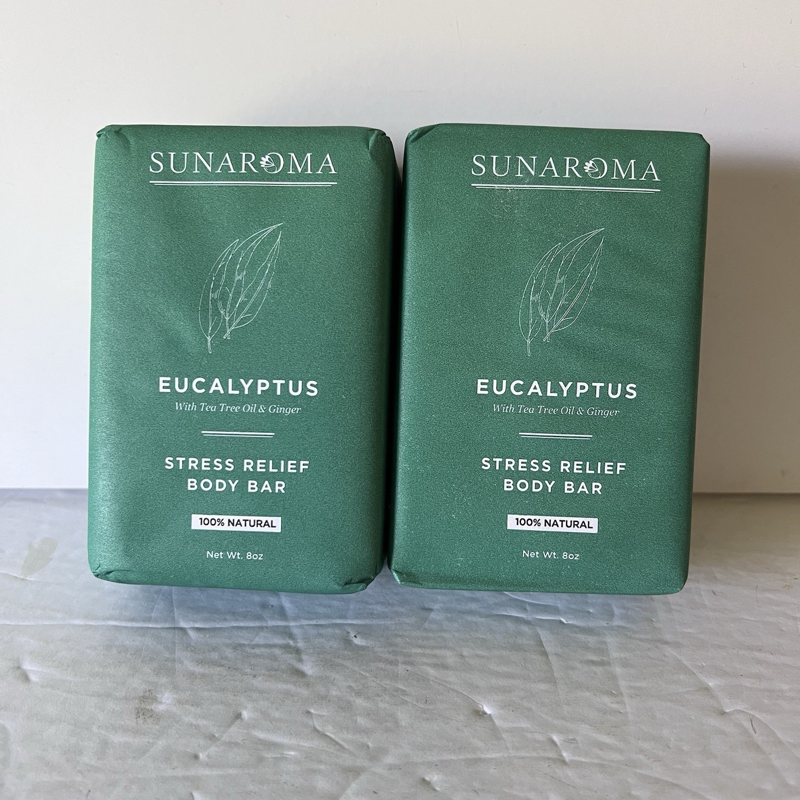 NIP Sunaroma Soap 2 Eucalyptus with Tea Tree Oil 8oz Stress Relief Body Bars