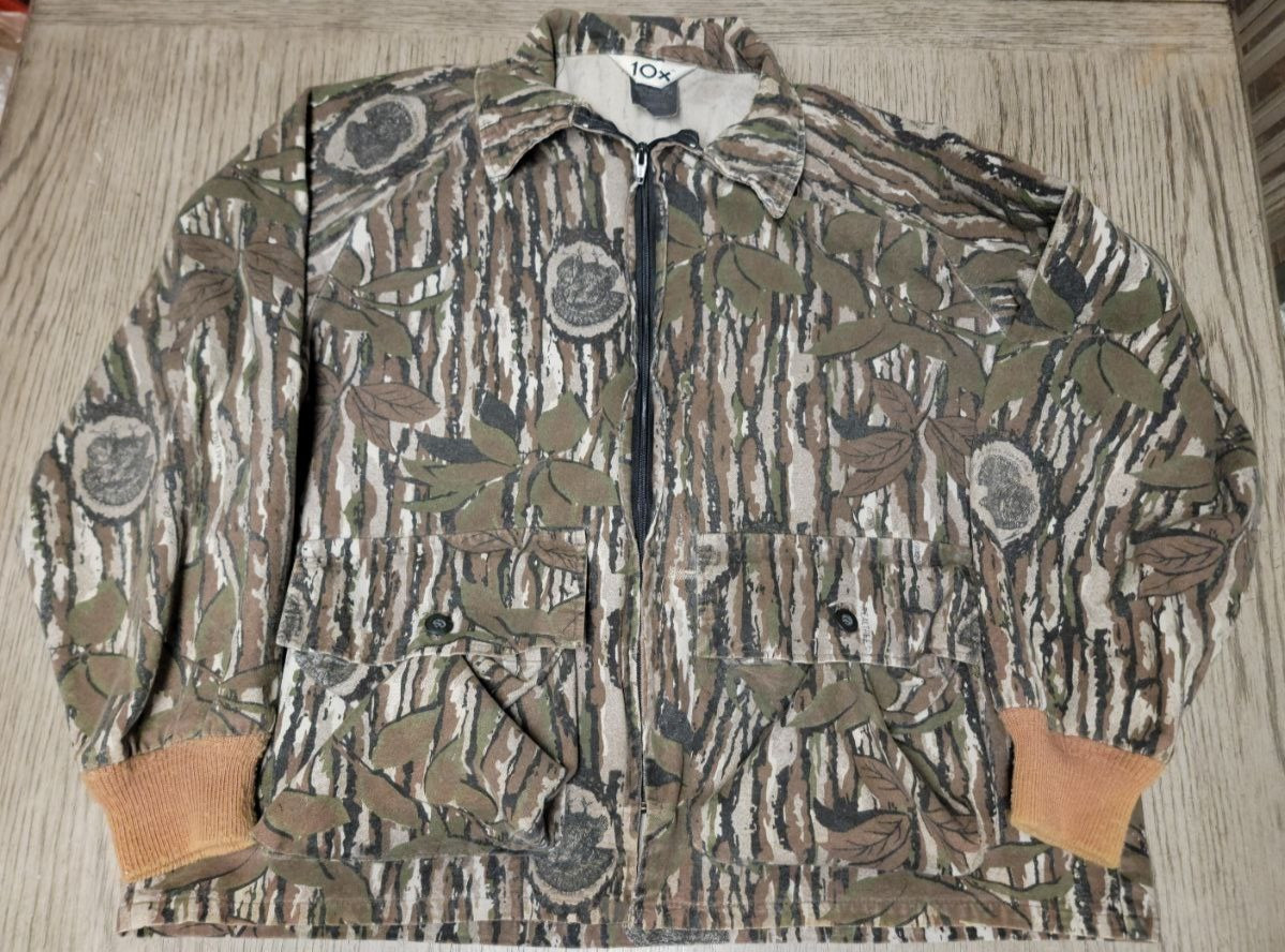 Vintage 10x NWTF Realtree Mens Large Camo Turkey Hunting Jacket MADE IN USA RARE