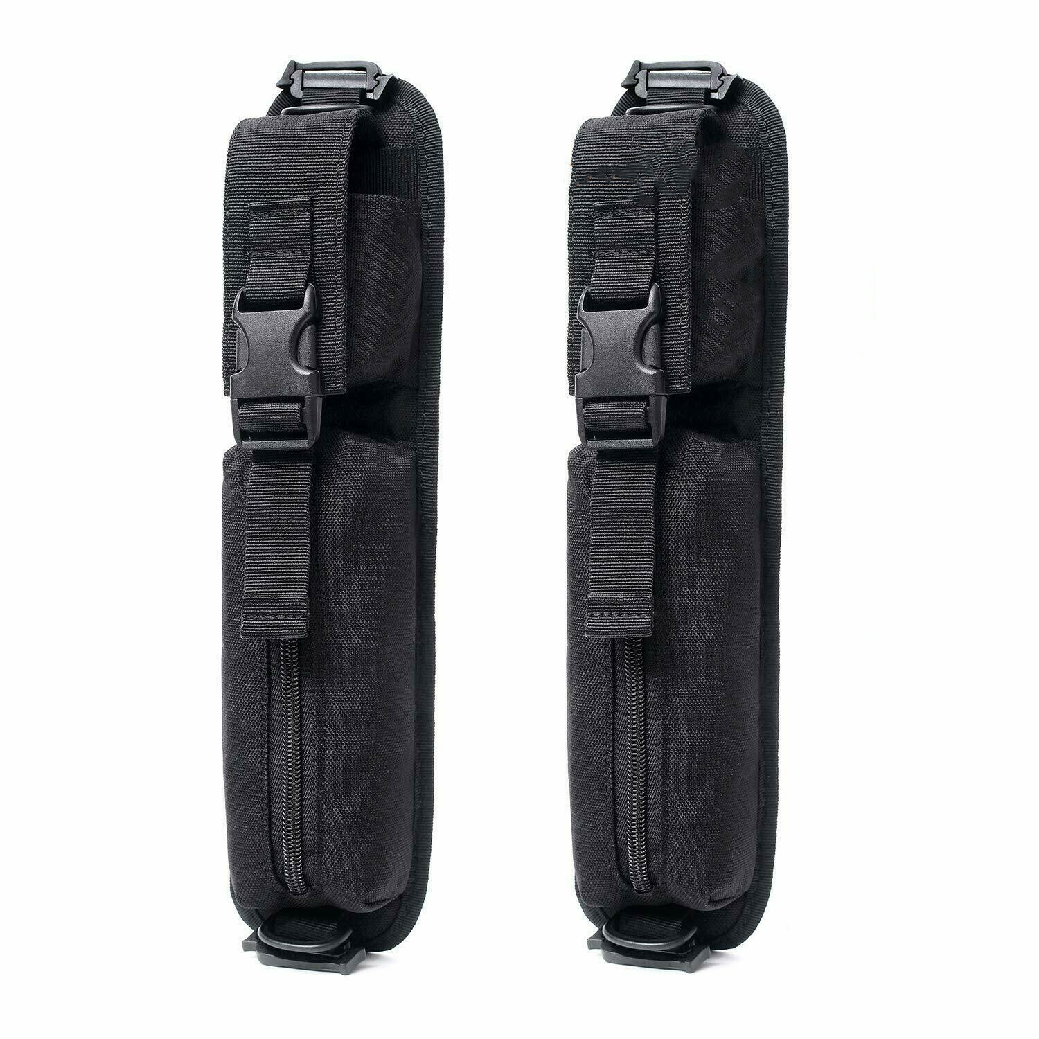 2 pcs Black Tactical Backpack Shoulder Strap Bag Molle Accessory Pouch Outdoor