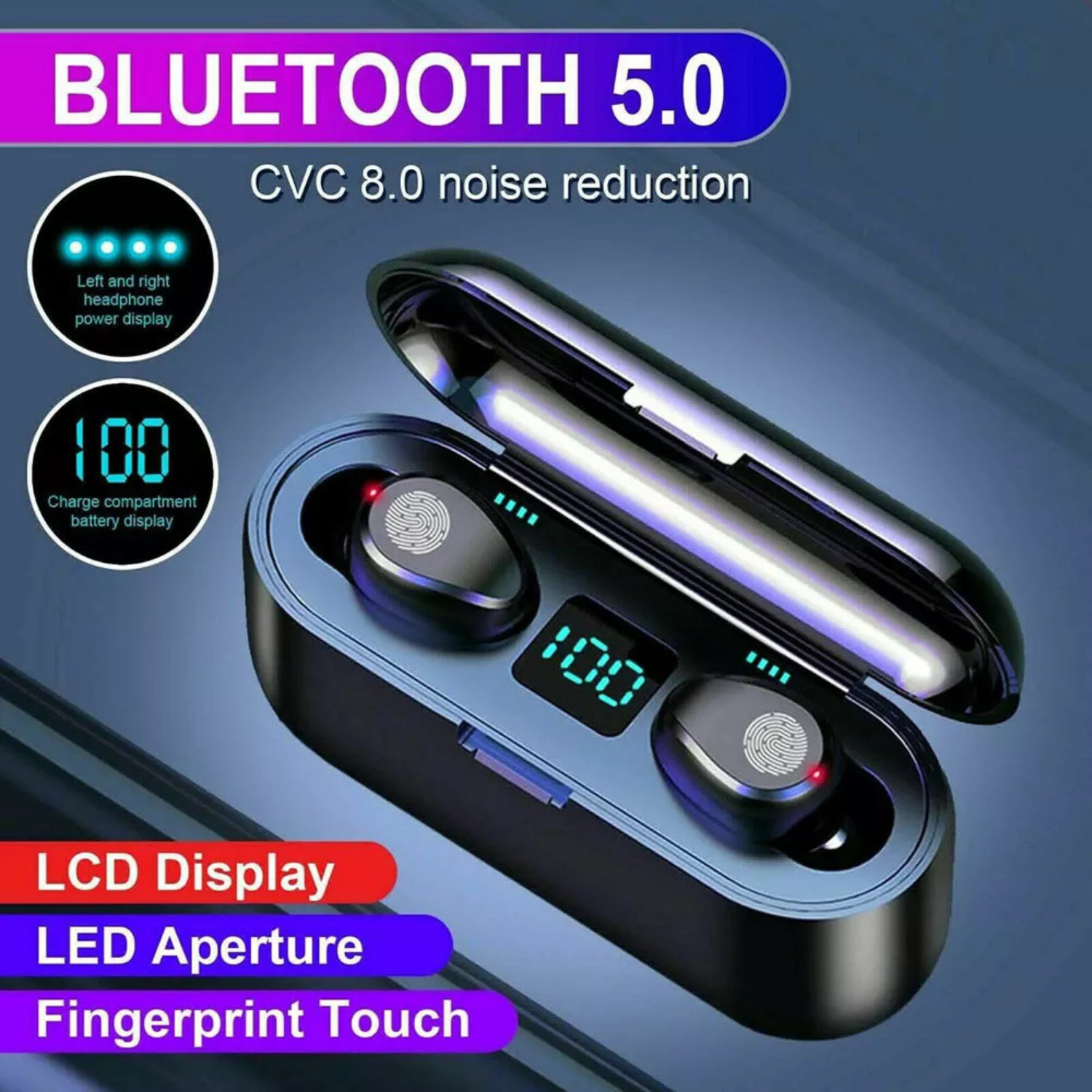 Bluetooth 5.0 Wireless Earbuds Headphone Headset Noise Cancelling Waterproof TWS