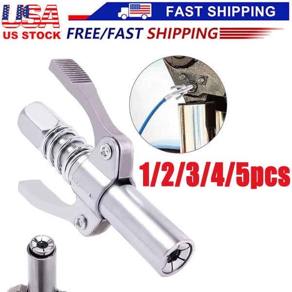 Grease Gun Coupler Double Handle High Pressure Quick Release Lock Oil Nozzles