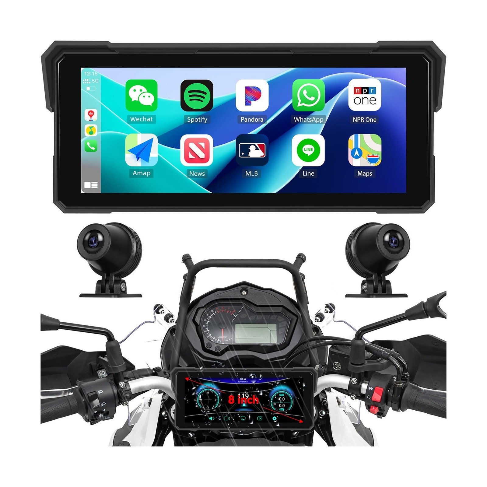 Carplay Screen for Motorcycle,Wireless CarPlay&Android Auto,8.1’’ IP