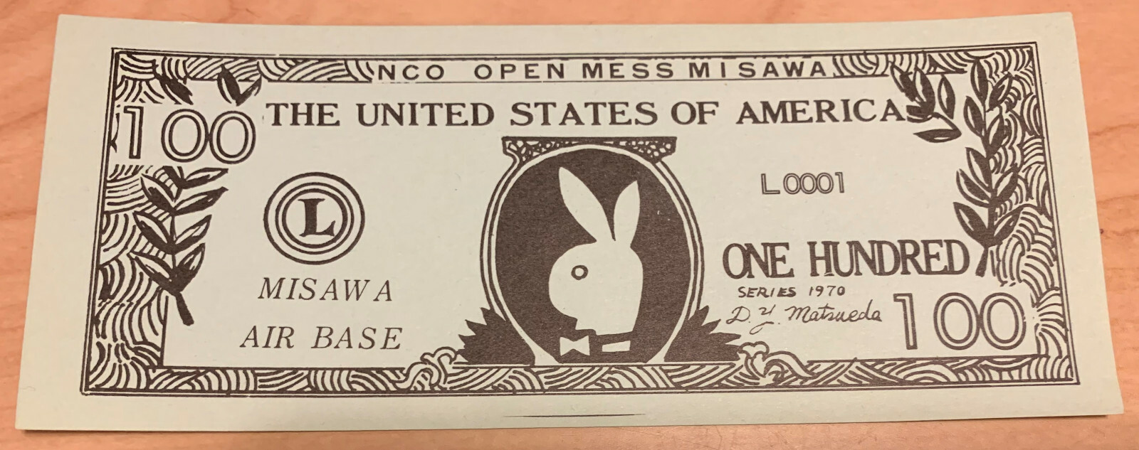 MILITARY TOKEN CHIT NCO OPEN MESS MISAWA AIR BASE JAPAN BLANK REV PLAYBOY CLUB