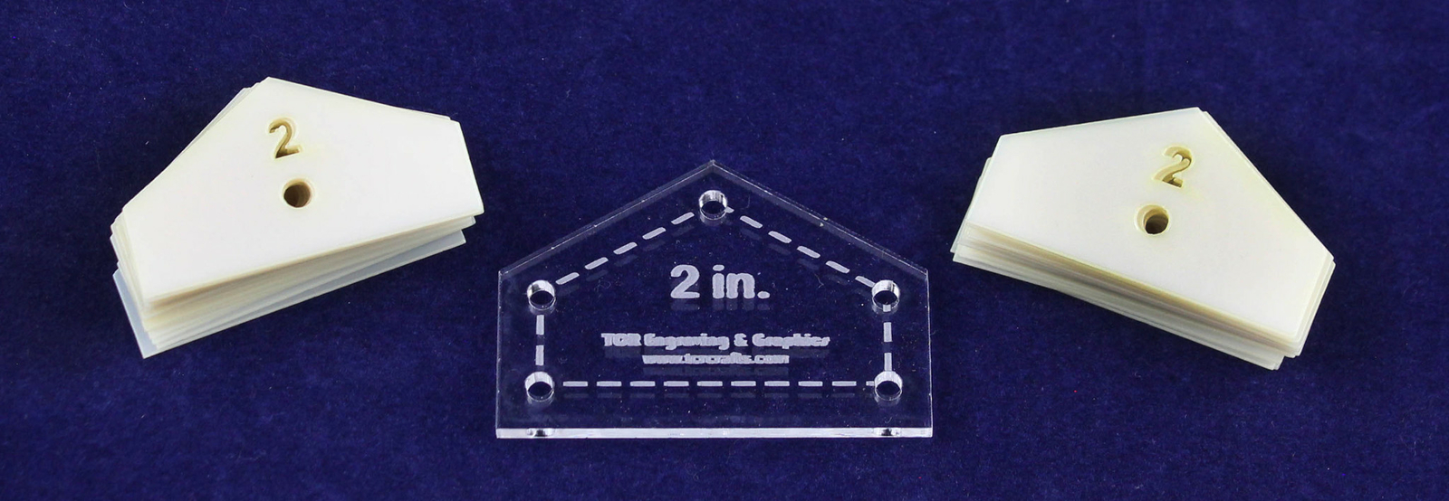 Mylar 2 Inch  Half Hexagon- Point up 51 Piece Set - Quilting / Sewing Templates