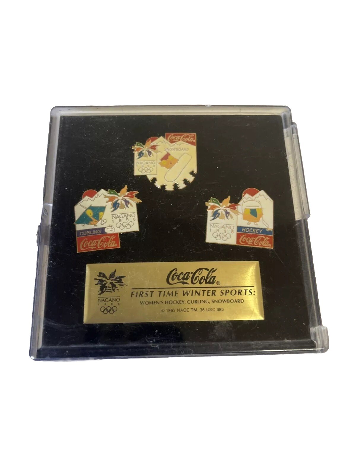 Coca Cola First Time Winter Sports 1998 Collectors Vintage 3 Pins USA OLYMPIC
