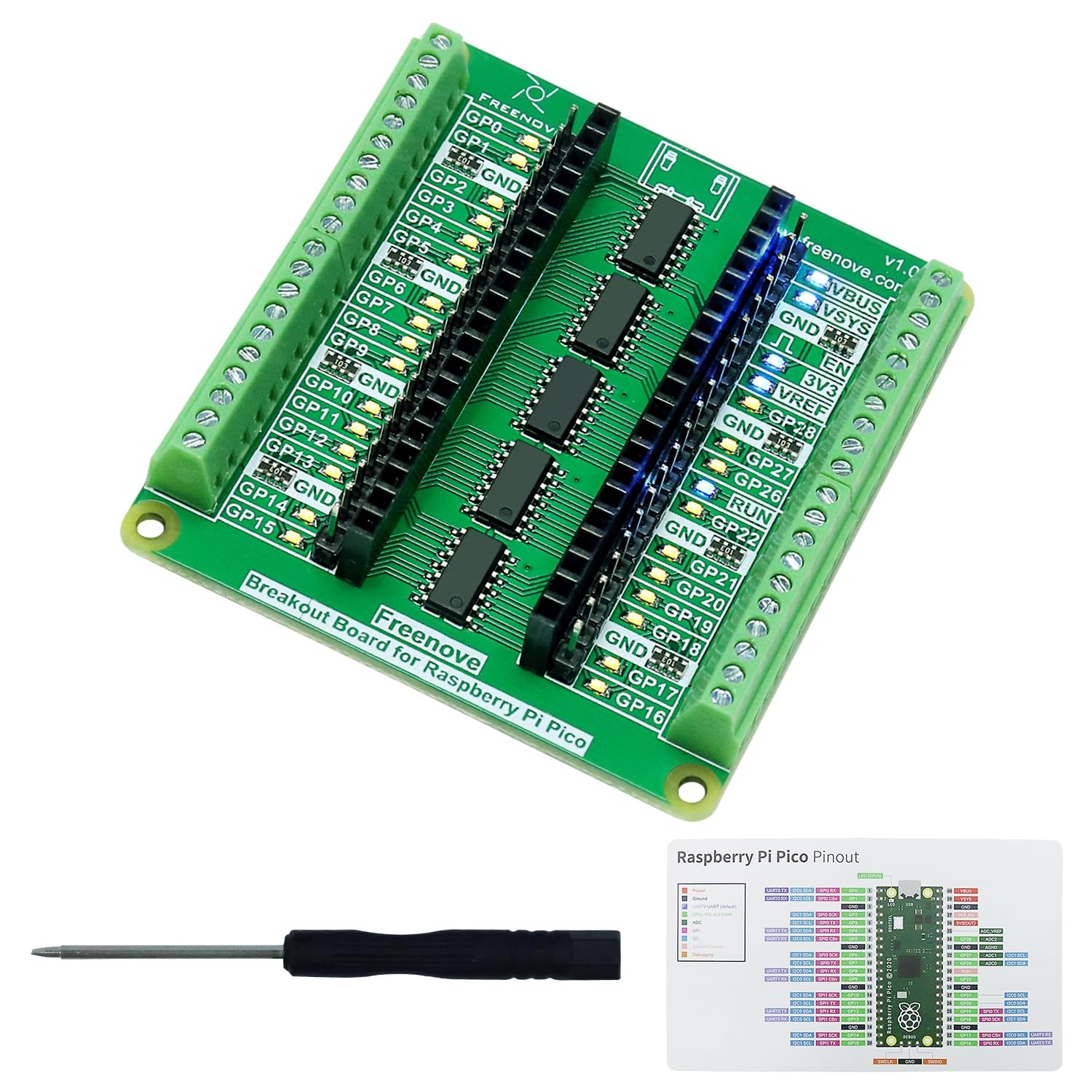 Breakout Board for Raspberry Pi Pico 1 2 W H WH, Terminal Block Shield HAT wi
