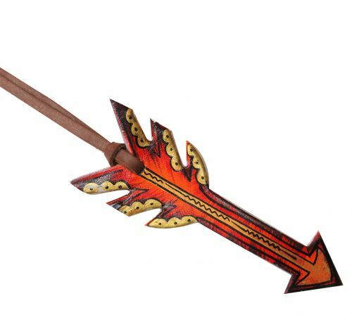 6.5" x 2.25" leather tie-on red and metallic gold hand painted arrow