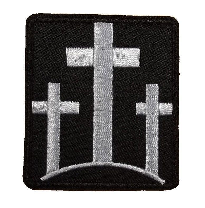3 Three Crosses 2.75" x 3" Christian Catholic Embroidered Patch Motorcycle Biker
