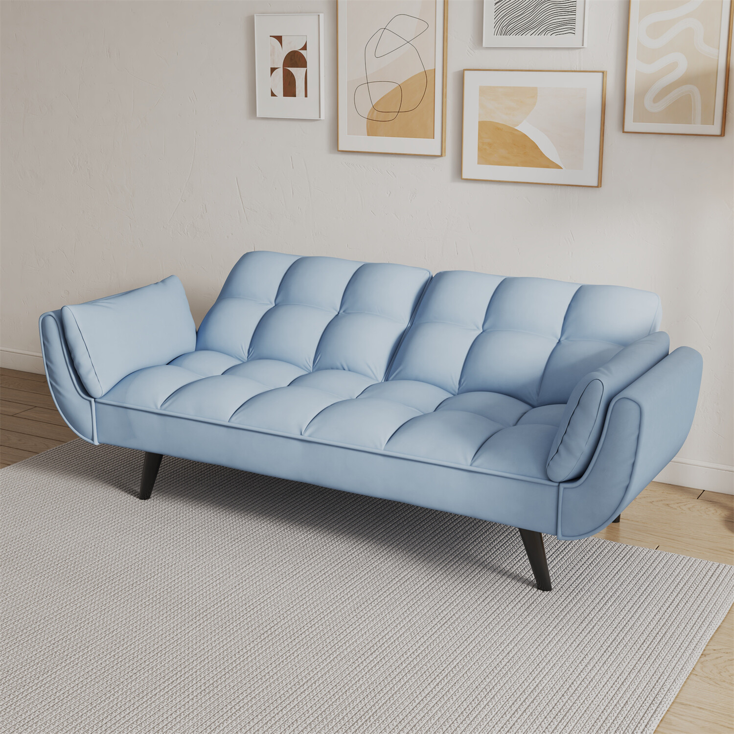 57'' Convertible Sleeper Sofa Bed Velvet Loveseat Sofa 2 Seater Sofa Couch US