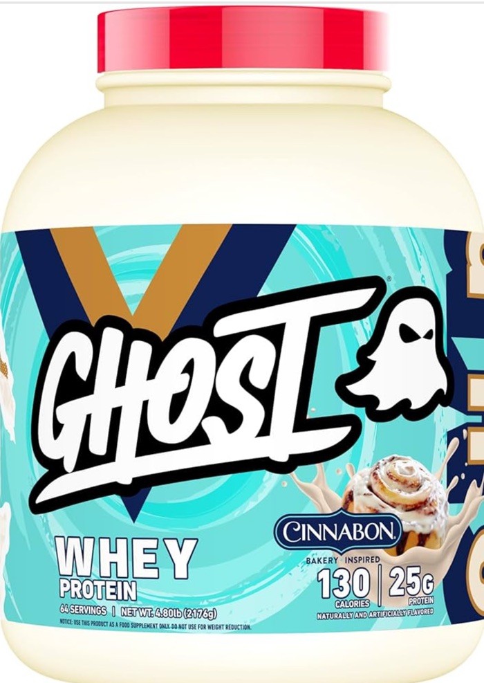 GHOST Whey Protein Powder, Cinnabon - 5LB, 25G of Protein - Cinnamon Roll