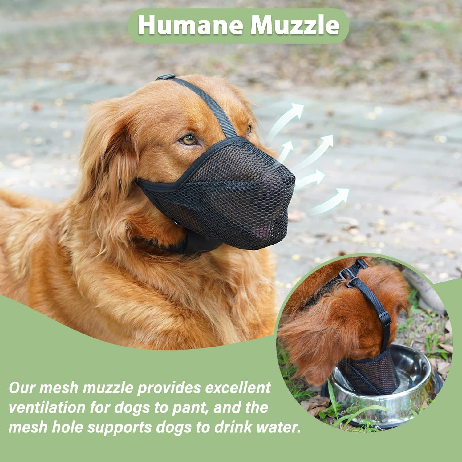Dog Muzzle, Patented Soft Mesh Muzzle for Small Medium Large Dogs for Scavenging
