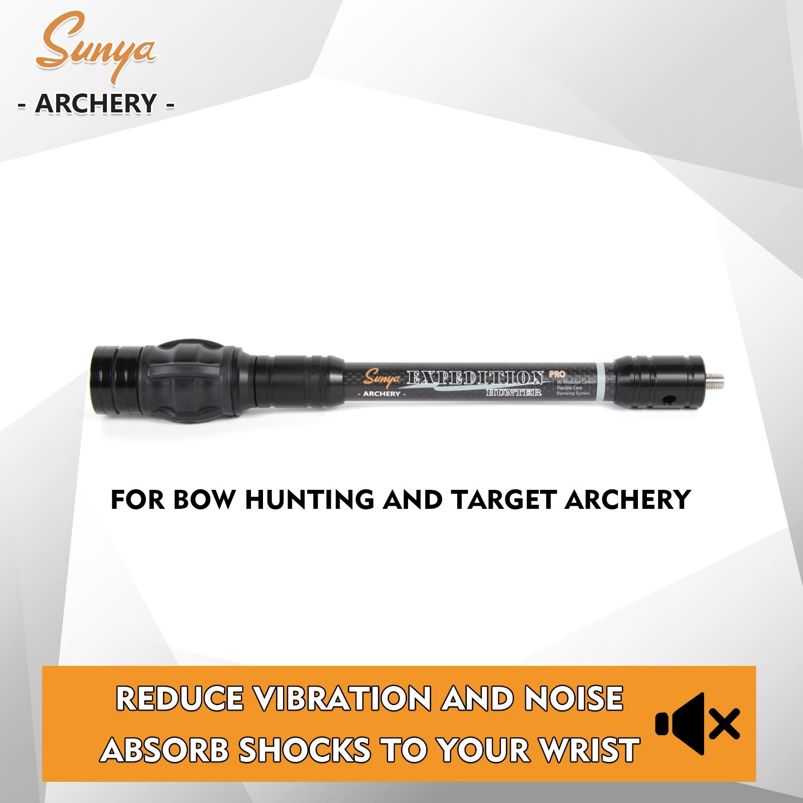Archery Bow Stabilizer for Compound Bows, Carbon Fiber, Damping System, 8"-15
