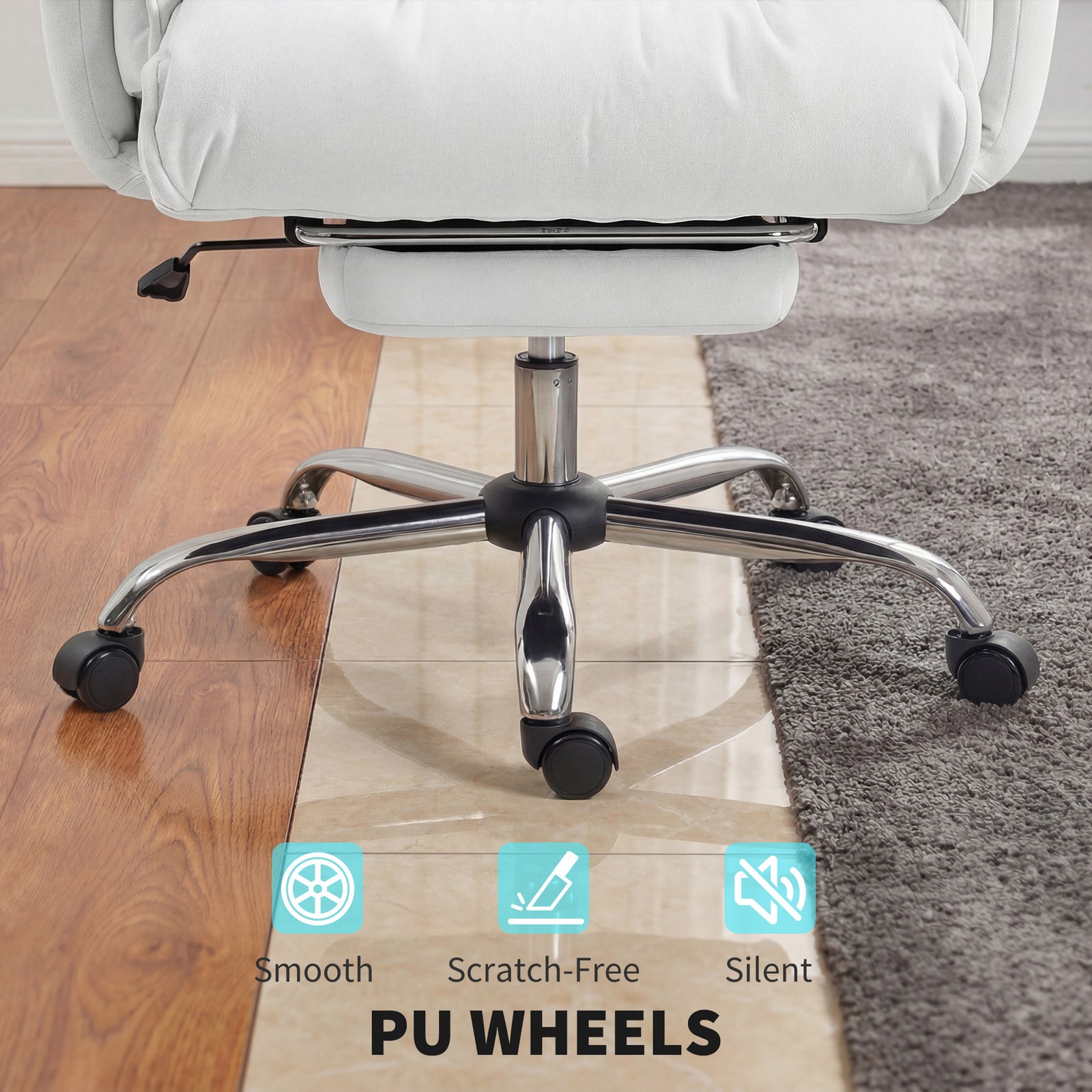 Executive Office Chair with Footrest, Reclining Swivel Computer Desk Chair