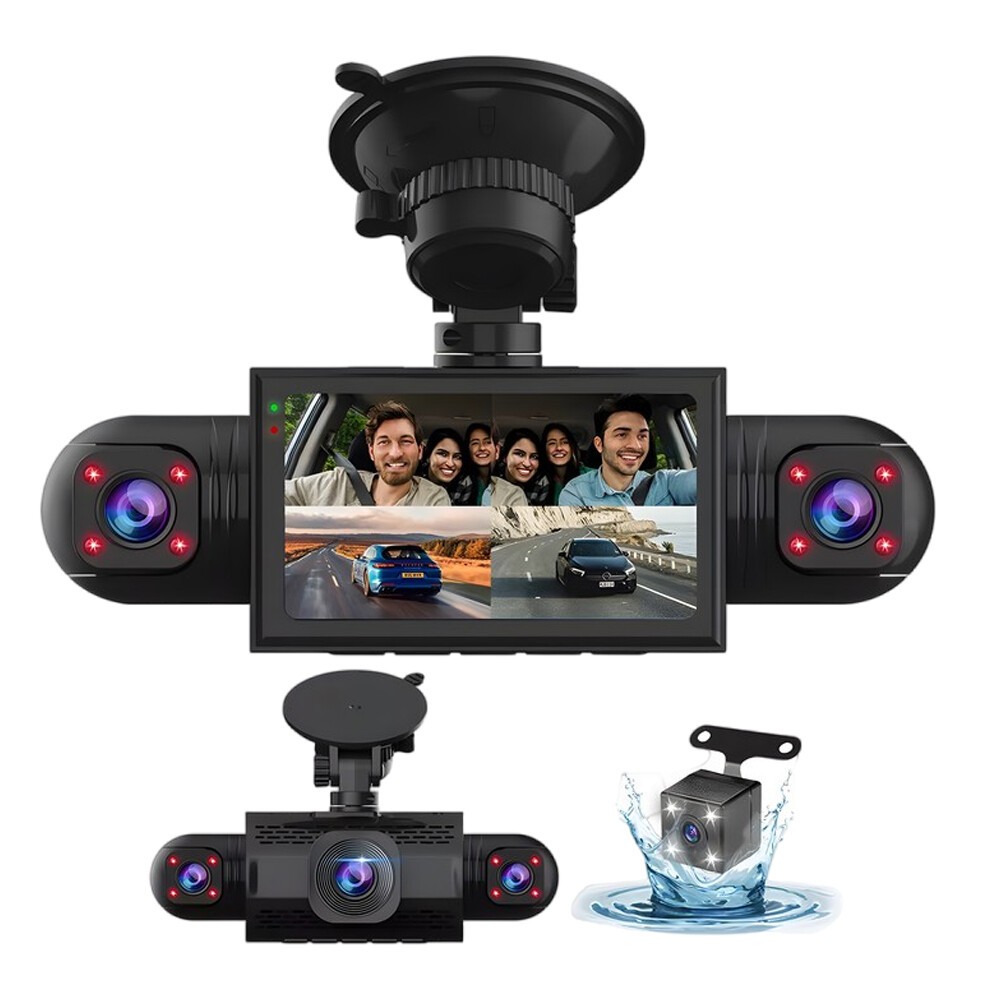 4 Channel 360° Dash Cam for Uber & Trucks Front Rear Inside Cabin Camera 1080P