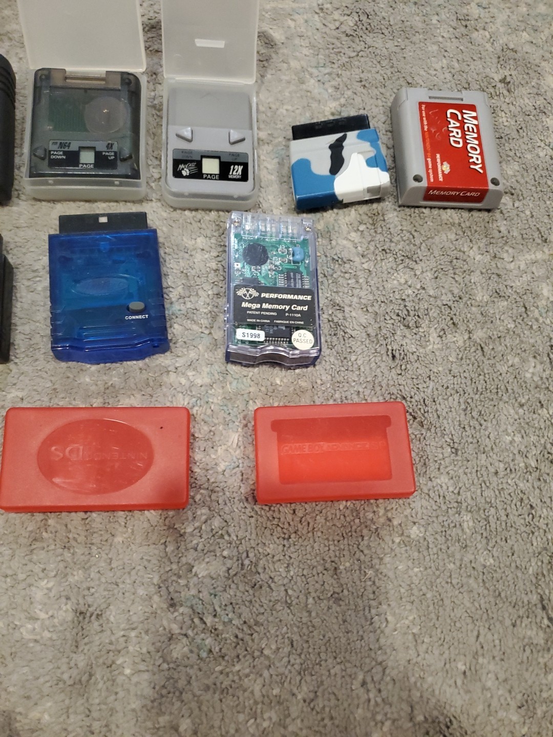 Playstation N64 Memory Card Game Shark Lot With Ds Game Holders UNTESTED
