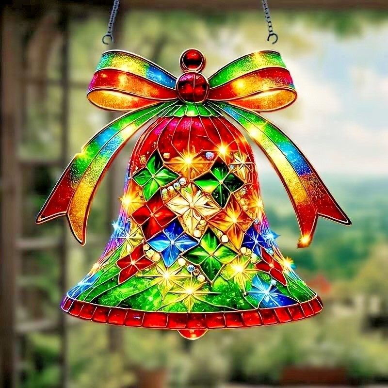 2D FLAT ACRYLIC CHRISTMAS BELL WINDOW DECORATIONS 8"