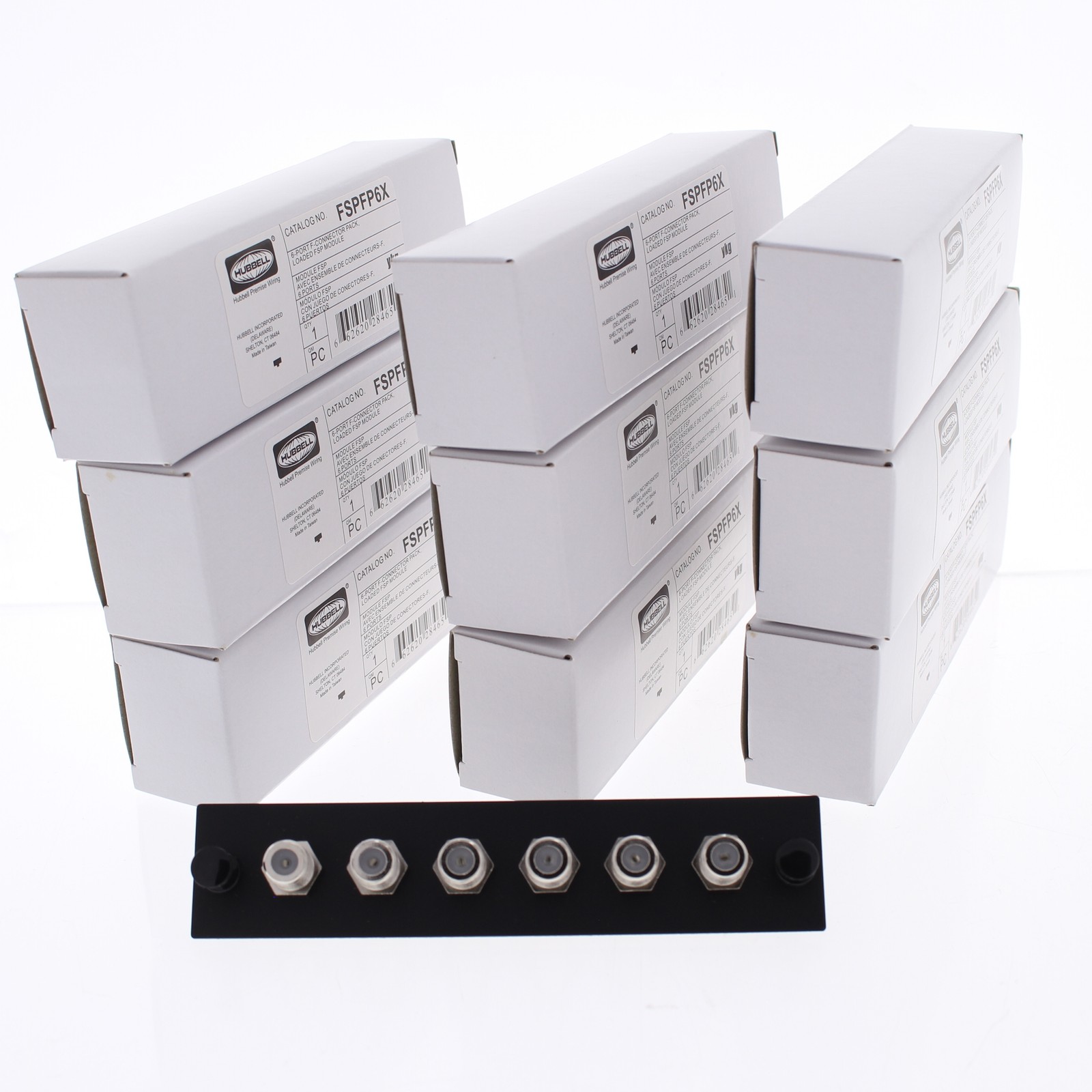 10 Hubbell 6-Port Coax Cable Jack F-Connector Loaded FSP Modules 75 Ohm FSPFP6X