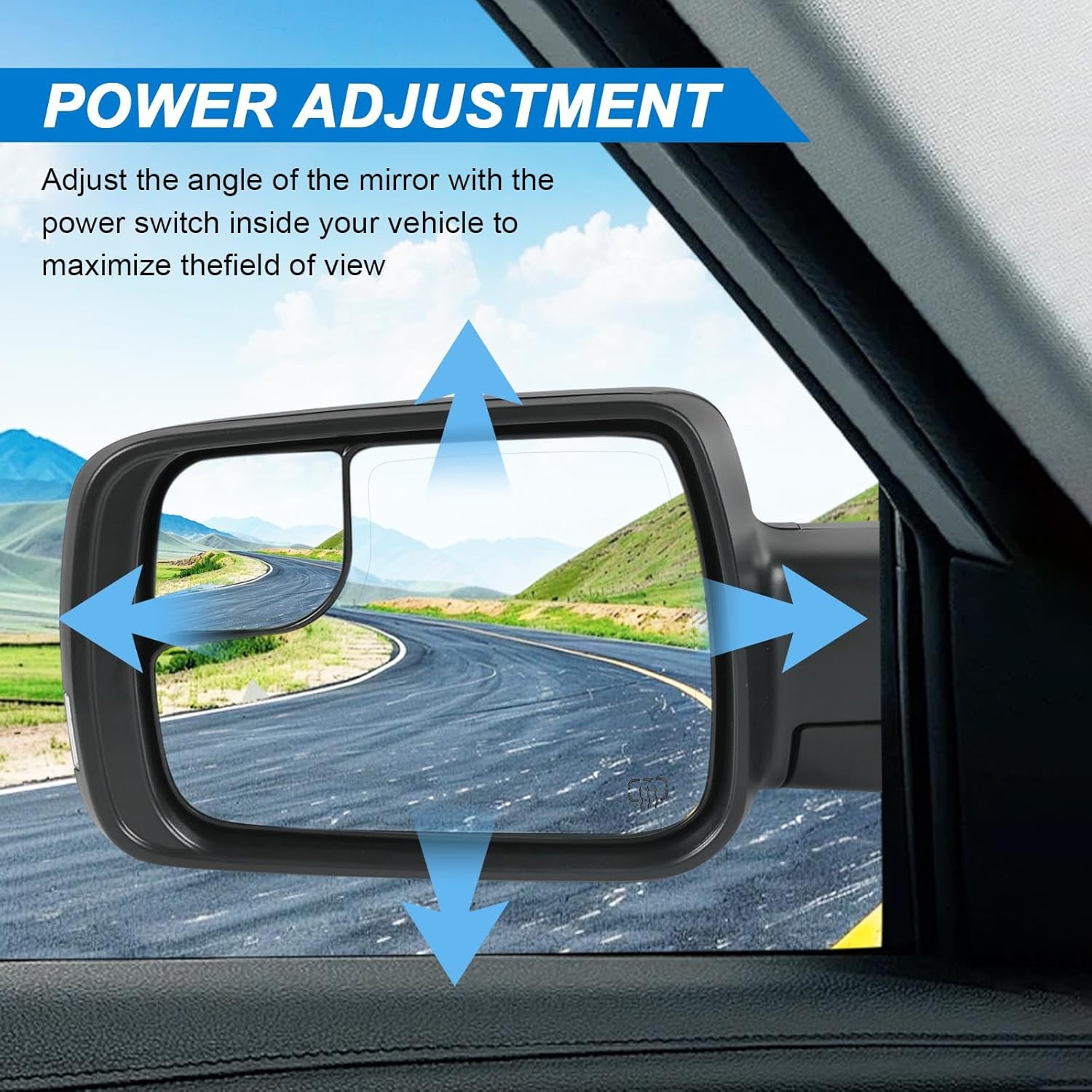 For Dodge Ram 1500 2019-2026 Left Driver Side Mirror Heated Signal Blind Spot