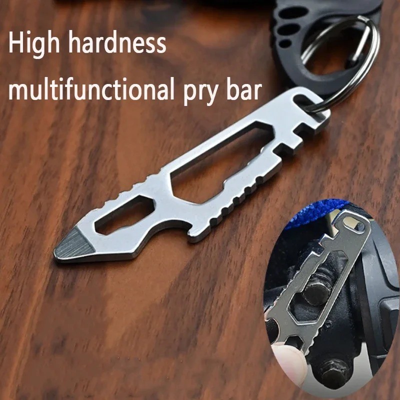 Mini Stainless Steel Pry Bar EDC Hex Wrench Bottle Opener Repair Tool