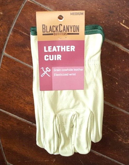 Black Canyon Leather Cuir Grain Cowhide Elasticized Wrist Gloves -Med- #82030/M