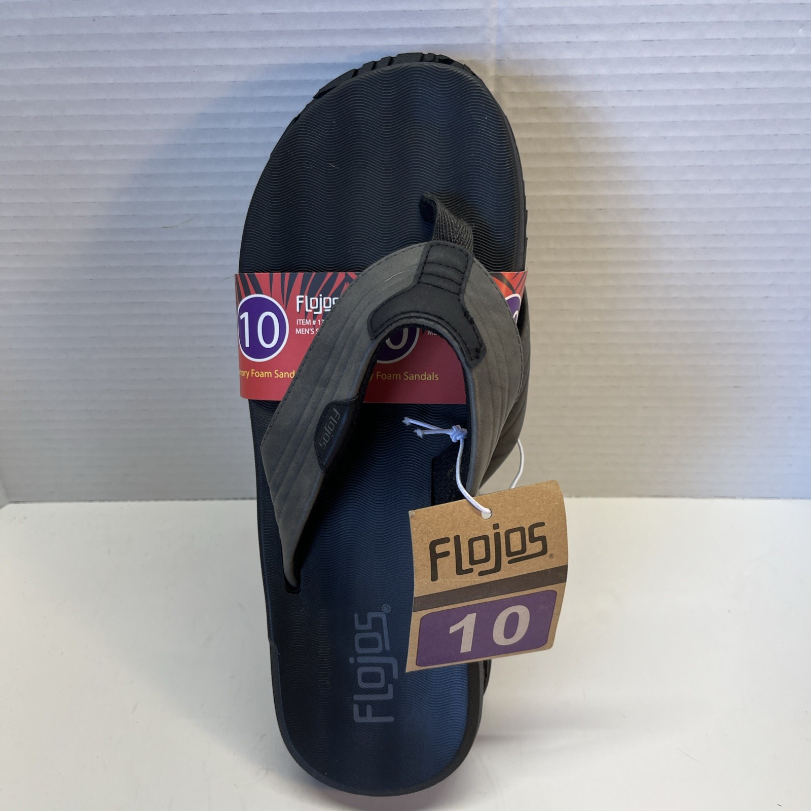 Looks- Mens Black Memory Foam Sandals- Size 10