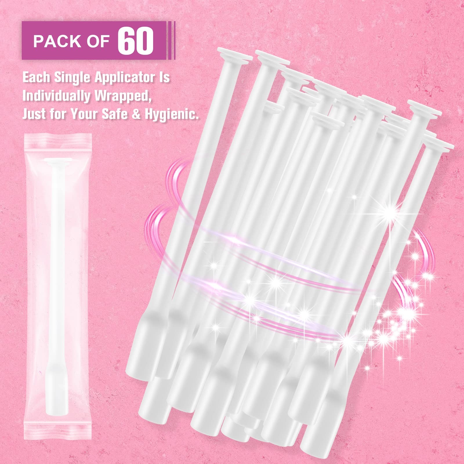 Disposable Suppository Applicators Individually Wrapped 60 Count, White