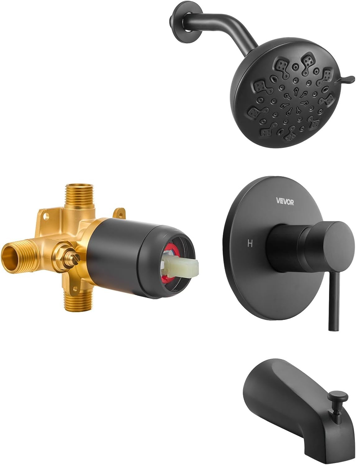 Tub and Shower Faucet Set, Complete with 4.7-Inch Rainfall Shower Head and Batht