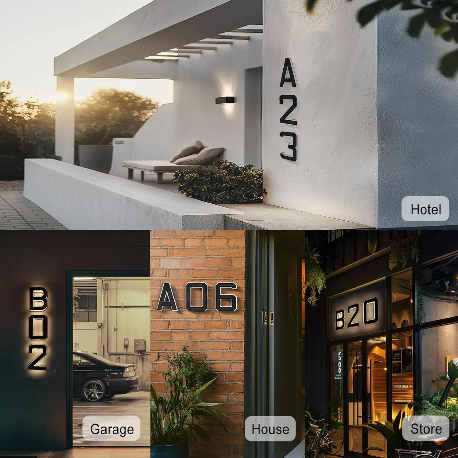 9 Inch Solar Lighted House Numbers for Outside, Light Up Waterproof LED