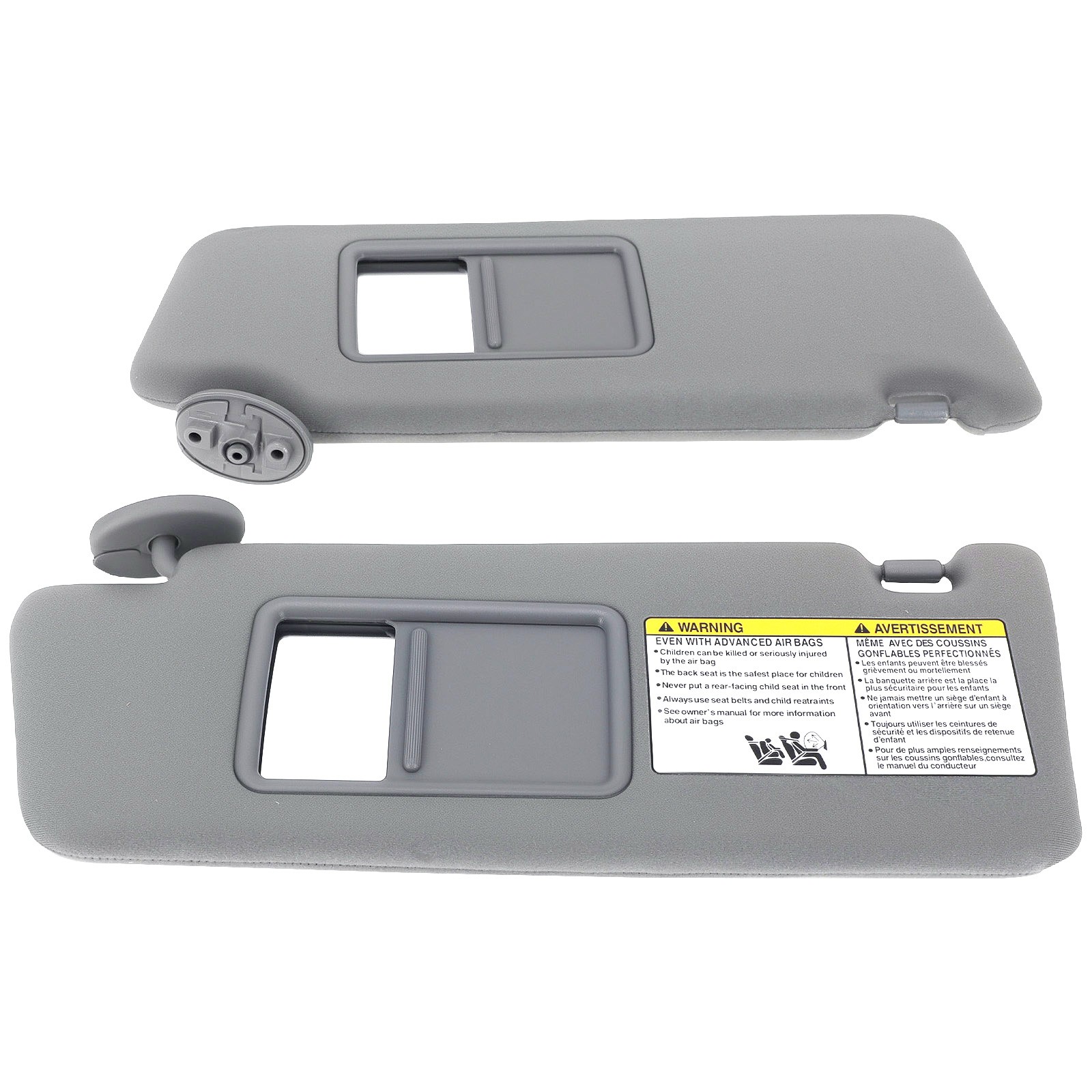 LH Driver & RH Passenger Side 1 Pair 2005-2015 For Toyota Tacoma Gray Sun Visor