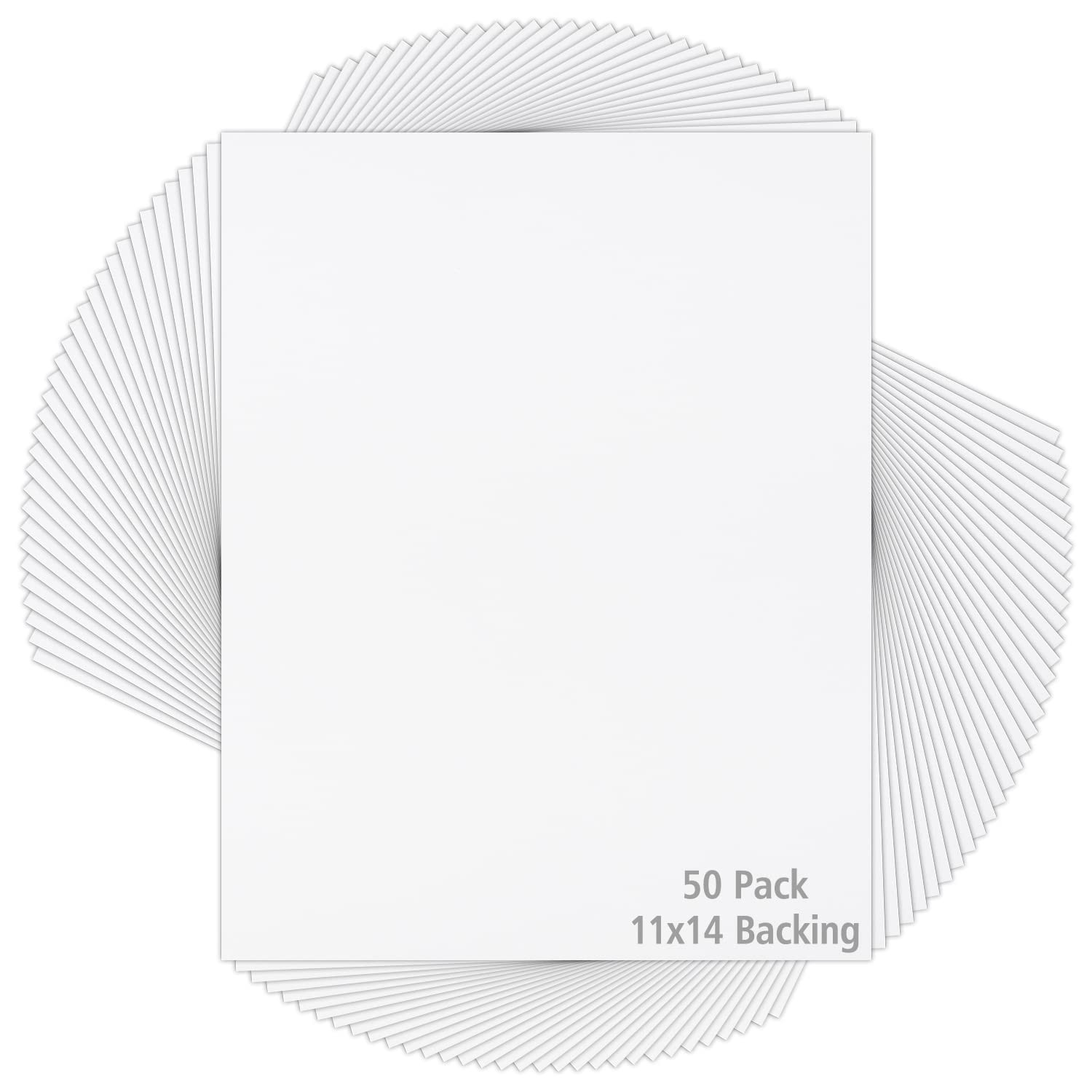 Mat Board Center, 50 Pack 11x14 White Backing Matte Boards, 4-ply Thickness, ...