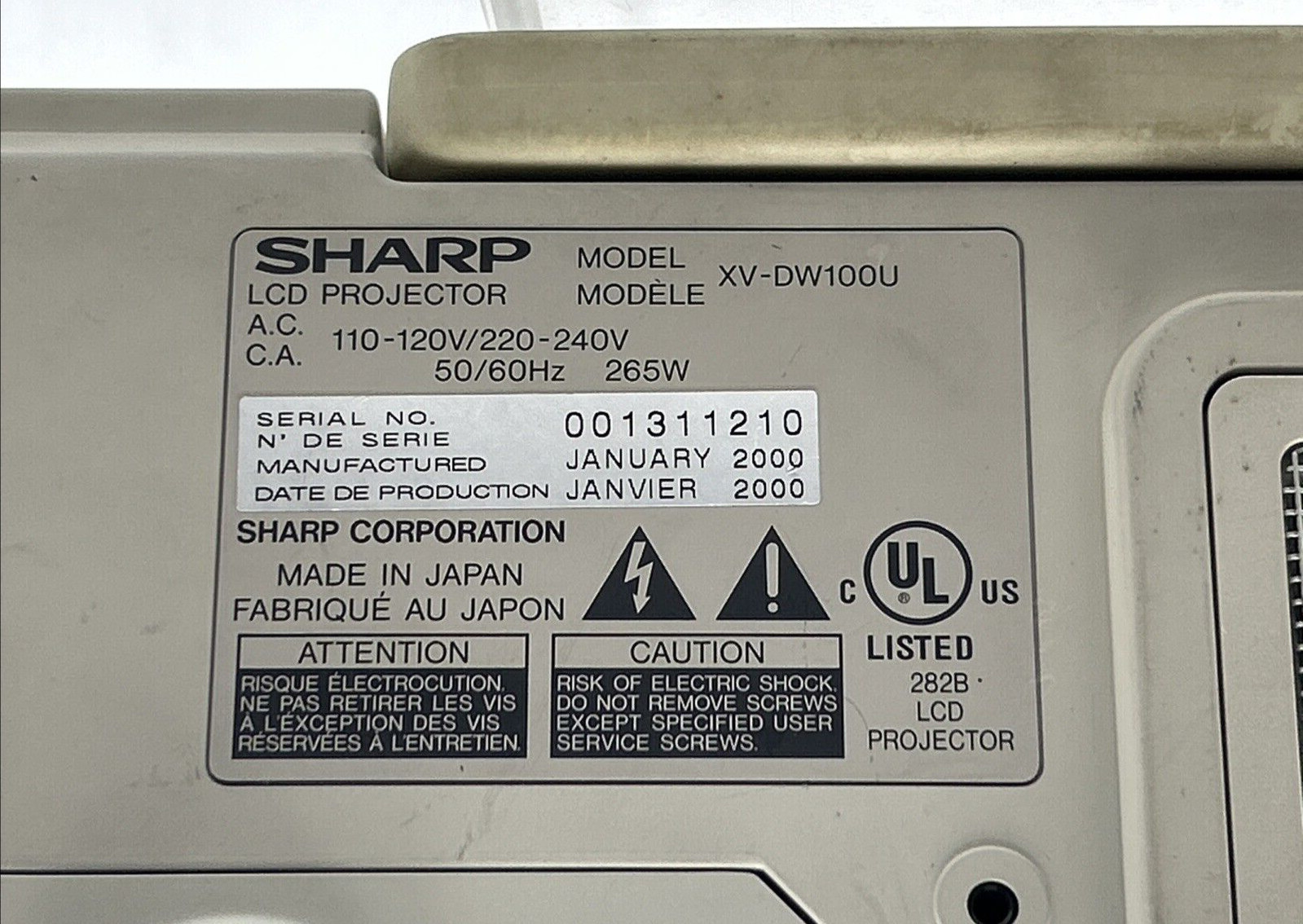 Sharp XV-DW100U 3LCD Projector | 720p HD | 2000 Lumens | Used - Great Condition