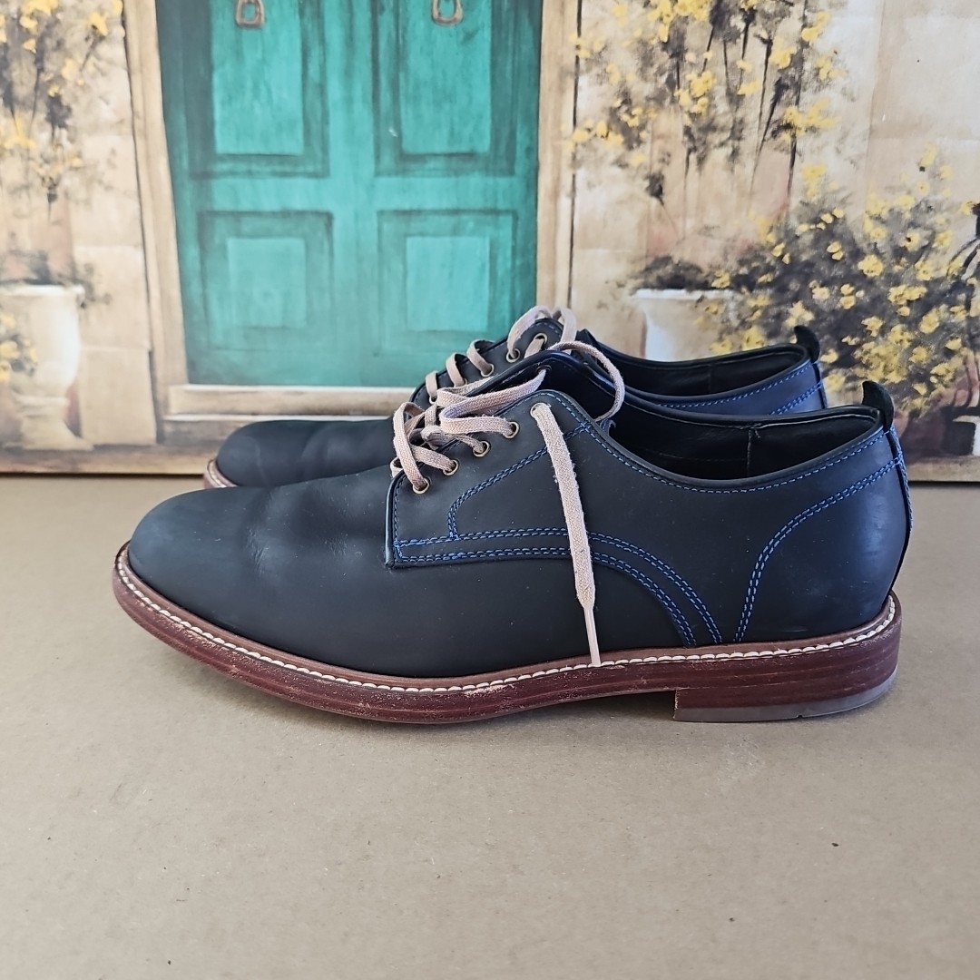 Cole Haan Dress Shoes Men Sz 9 Navy Tyler Grand Oxford Derby Plain Toe Preppy