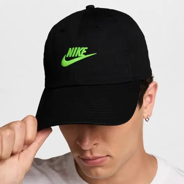 Nike Club Unstructured Futura Wash Cap Size L/XL Black Mean Green Hat FB5368 014