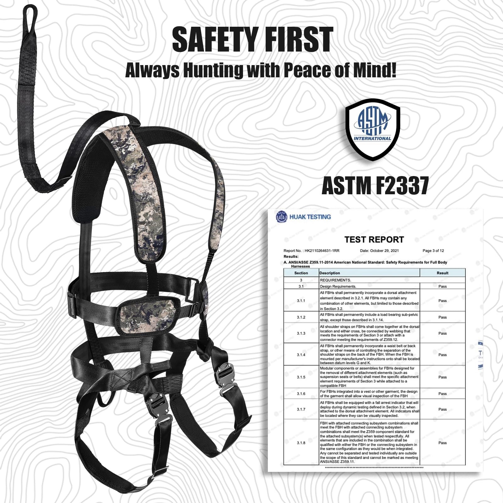 QOGIR Tree Stand Harness, Lightweight Hunter Safety Medium-Large, Camo