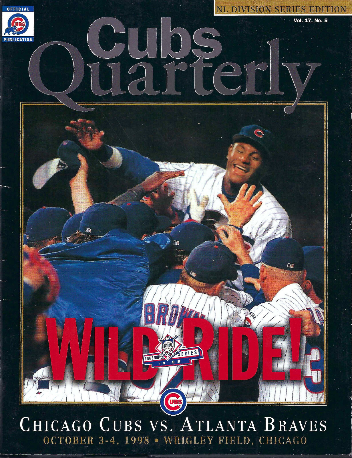 1998 Braves at Chicago Cubs NL Playoffs Program Scorecard